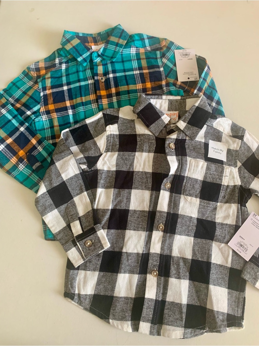 jumping beans Boys Plaid Button-Down Shirts - Teal & Black/White